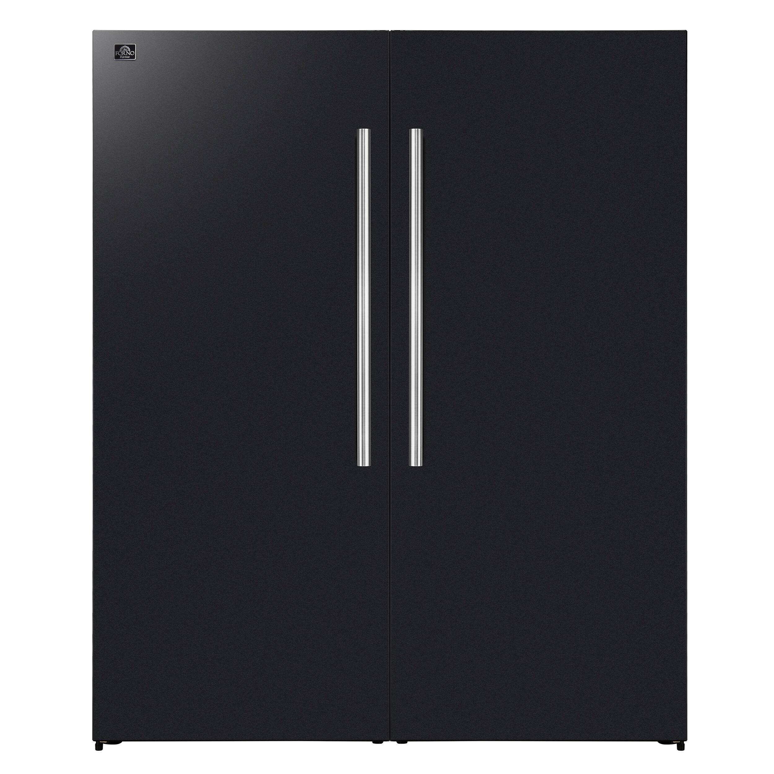 Alt View 1. Forno Appliances - Maderno 27.2 Cu. Ft. Built-In Side-by-Side Convertible Refrigerator/Freezer with Decorative Grill - Black.