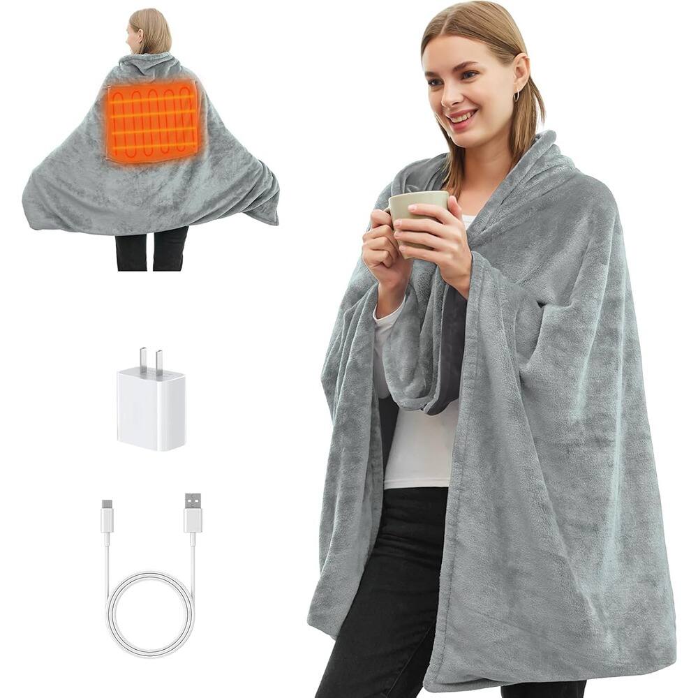 MOSZAR LLC - Stadium Heated Blanket 58"x38" – USB Rechargeable, 3 Heat Settings, Outdoor - Gray