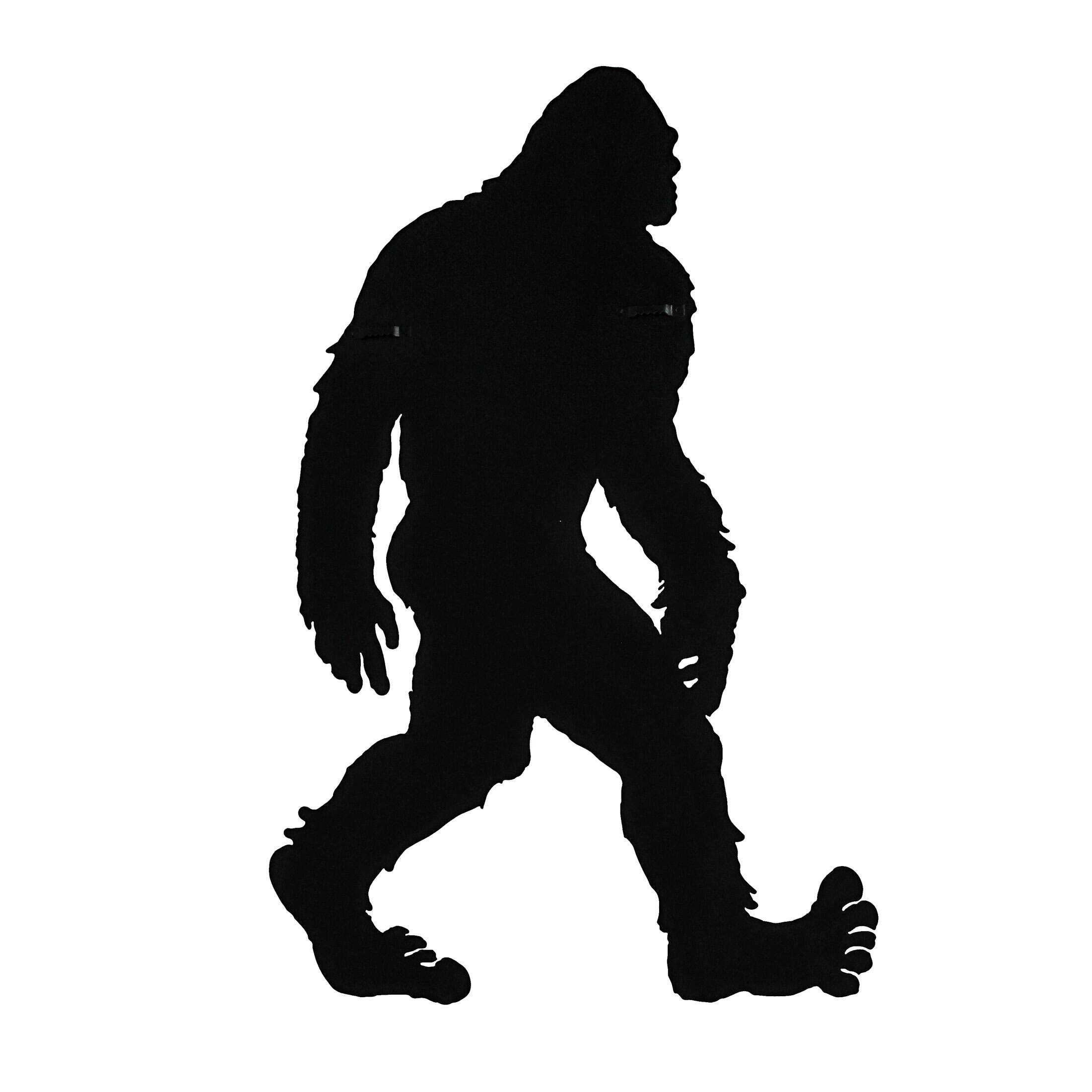 Alt View 2. Zeckos - Black Metal Laser Cut Bigfoot Walking Wall Sculpture Home Decor Sasquatch Art - Black.