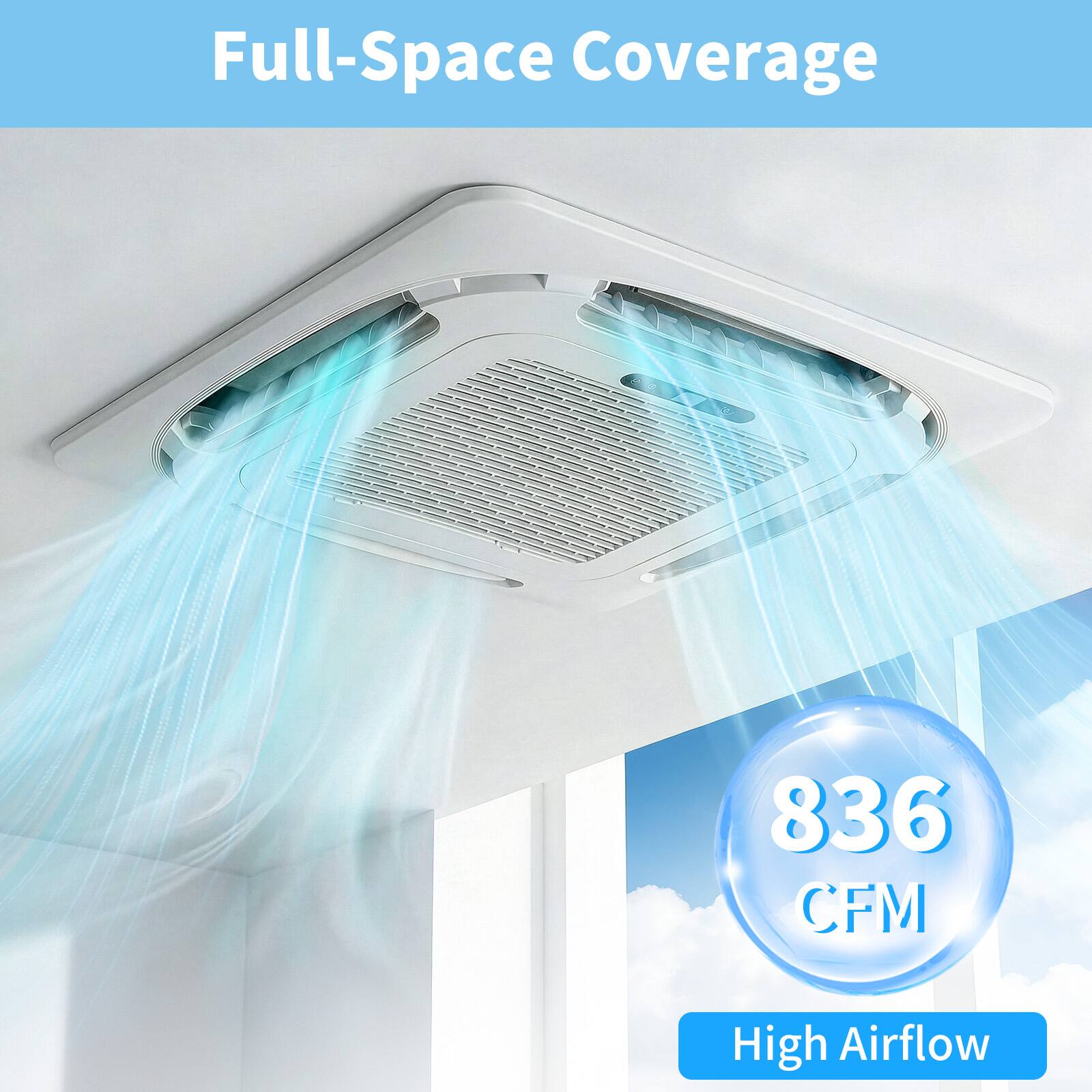 Full-Space Coverage  
836 CFM  
High Airflow