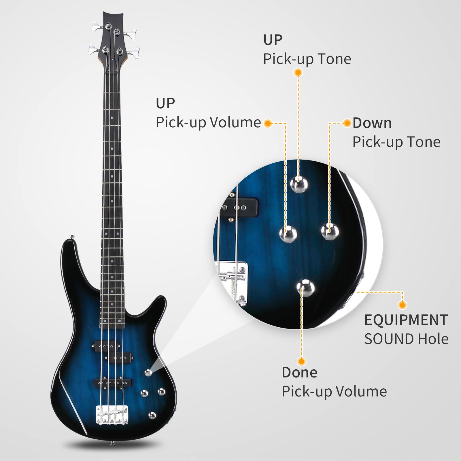 UP Pick-up Tone  
UP Pick-up Volume  
Down Pick-up Tone  
EQUIPMENT SOUND Hole  
Done Pick-up Volume