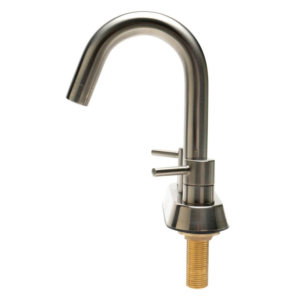 Left. Alfi - Brushed Nickel Two-Handle 4'' Centerset Bathroom Faucet - Silver.