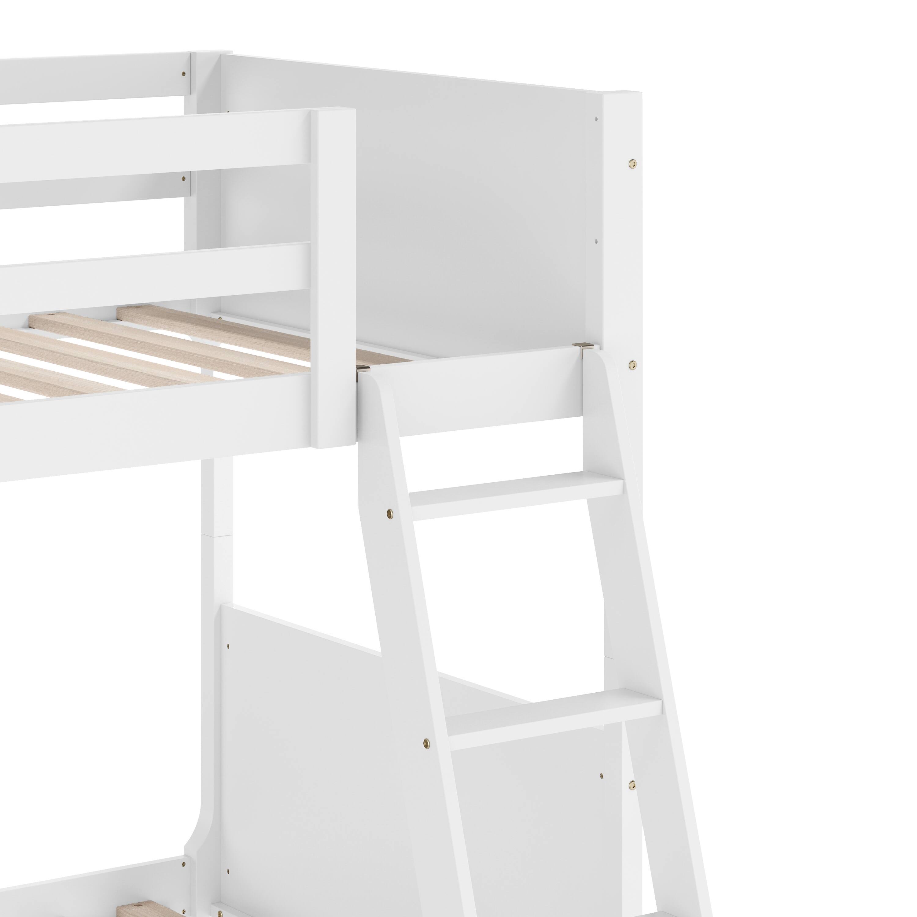 Alt View 9. Emma + Oliver - Samuel Kids Bunk Bed with Convertible, Solid Wood Slatted Frame and Easy-to-Climb Ladder with No Box Spring Required - White.