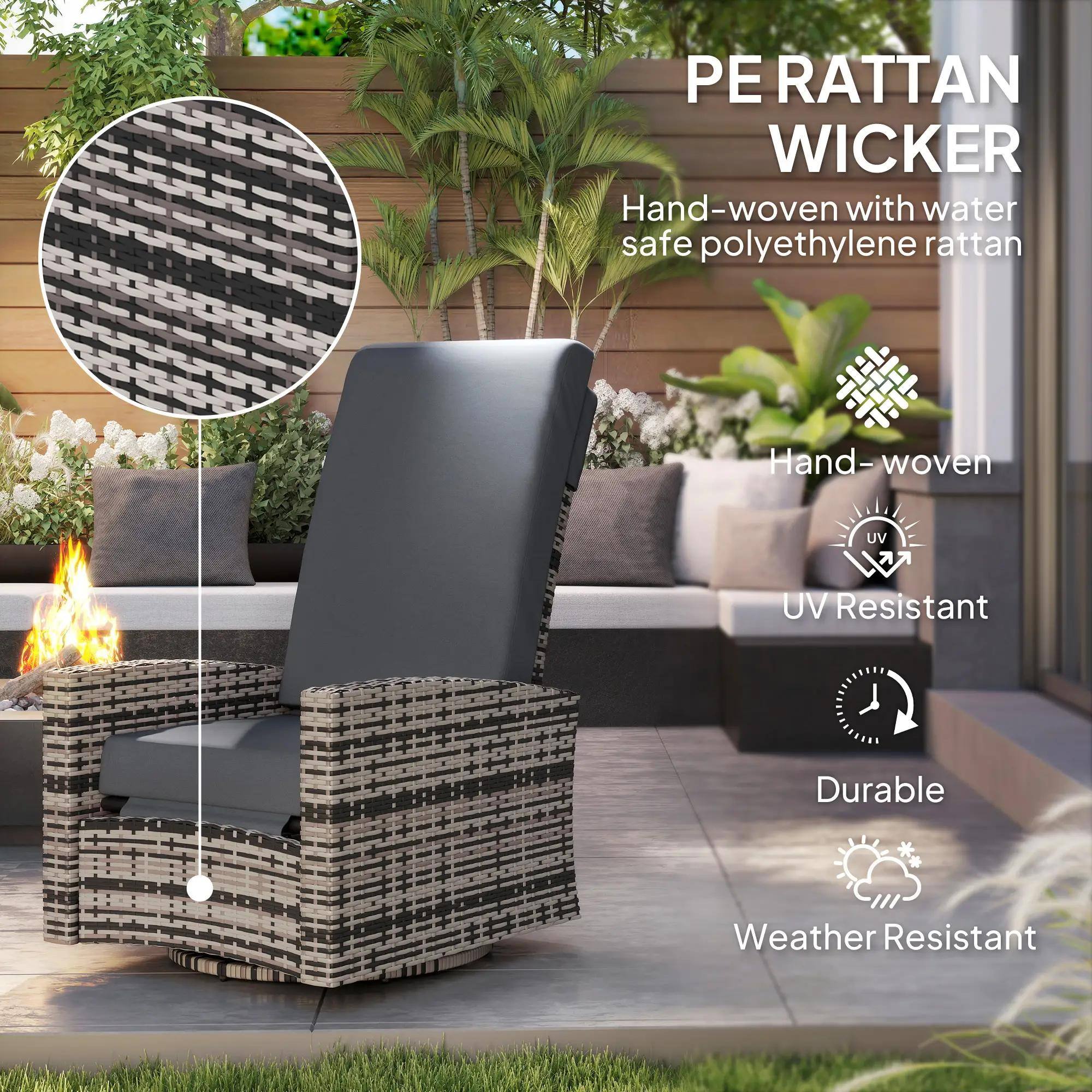 PE RATTAN WICKER  
Hand-woven with water safe polyethylene rattan  

- Hand-woven  
- UV Resistant  
- Durable  
- Weather Resistant
