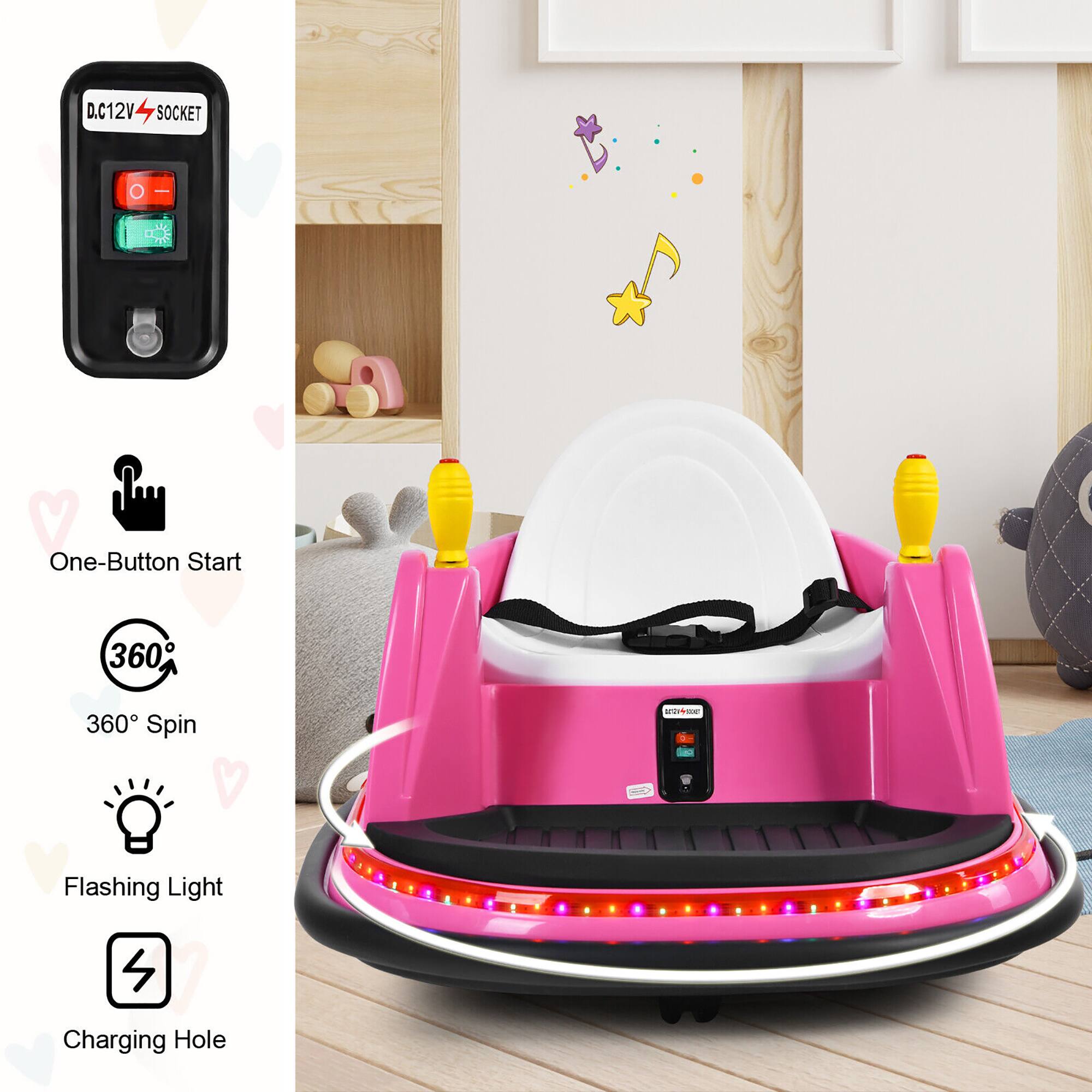 D.C12V SOCKET

- One-Button Start
- 360° Spin
- Flashing Light
- 4 Charging Hole