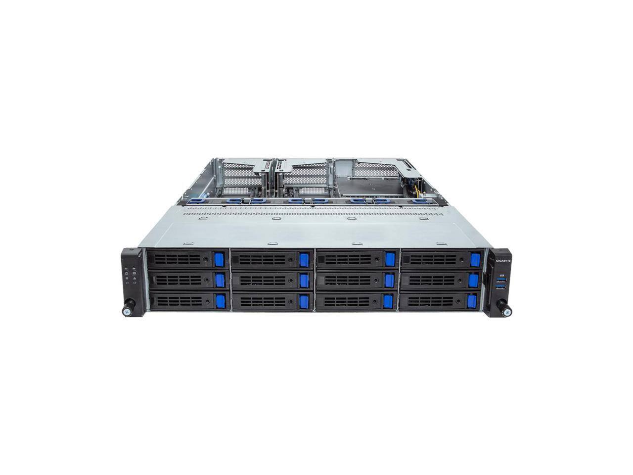 Alt View 2. GIGABYTE - Gigabyte R263-S33 AAF1 2U Rack Server - 4/5th Gen Xeon, 3x Gen5 GPU, 12 SATA/SAS.