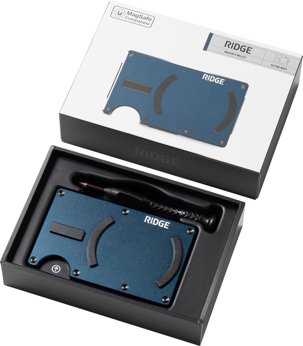 The text on the image reads: "Ridge Alpine Navy Ridge Wallet Ridge."