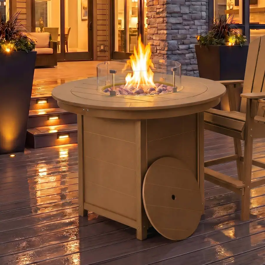 WestinTrends Helios 47" Modern Outdoor Patio Propane Round Counter ...