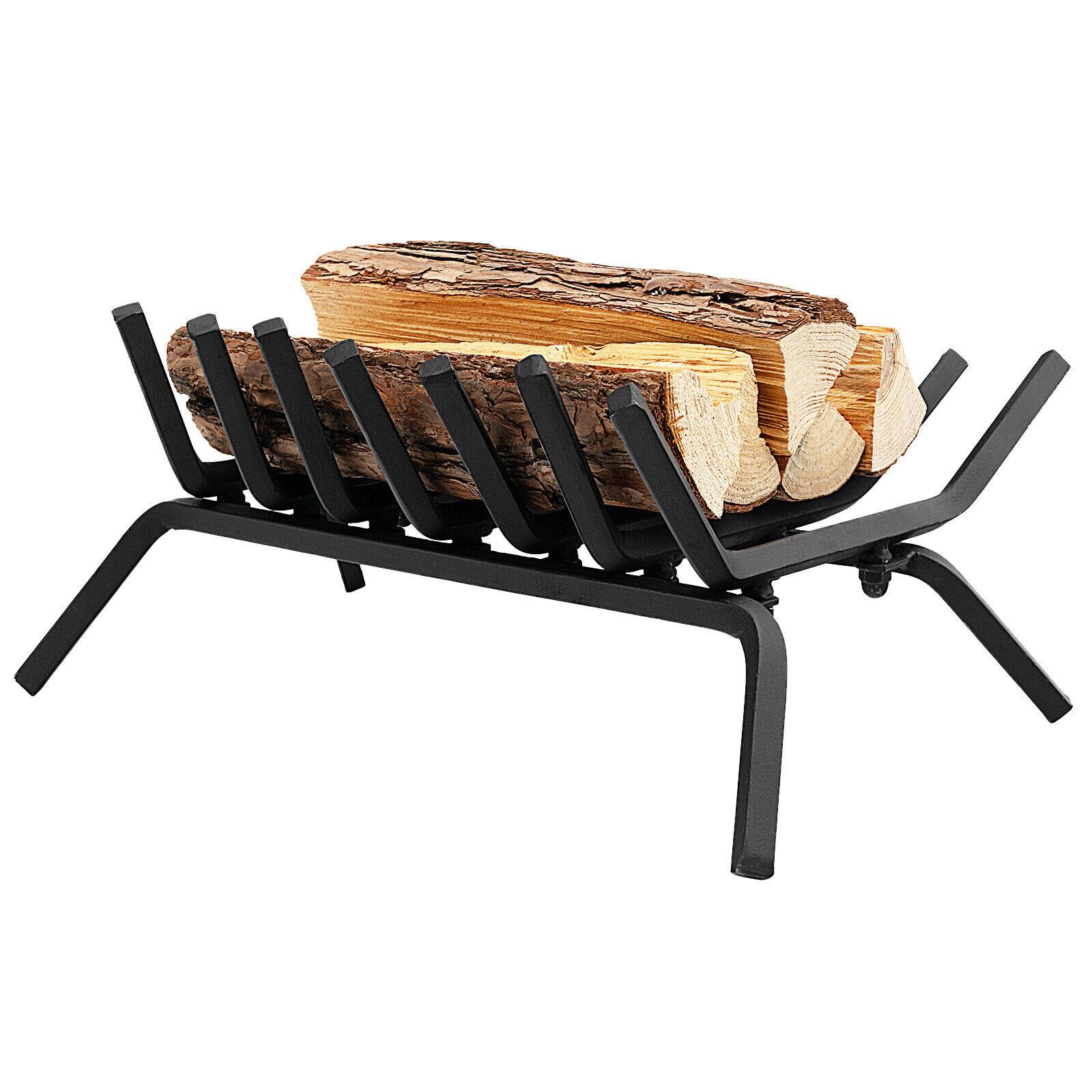 Front. Ecooso - 18 Inch Fireplace Grate Fire Pit Tool with Heavy Duty Iron Frame for Outdoor Use - Black.