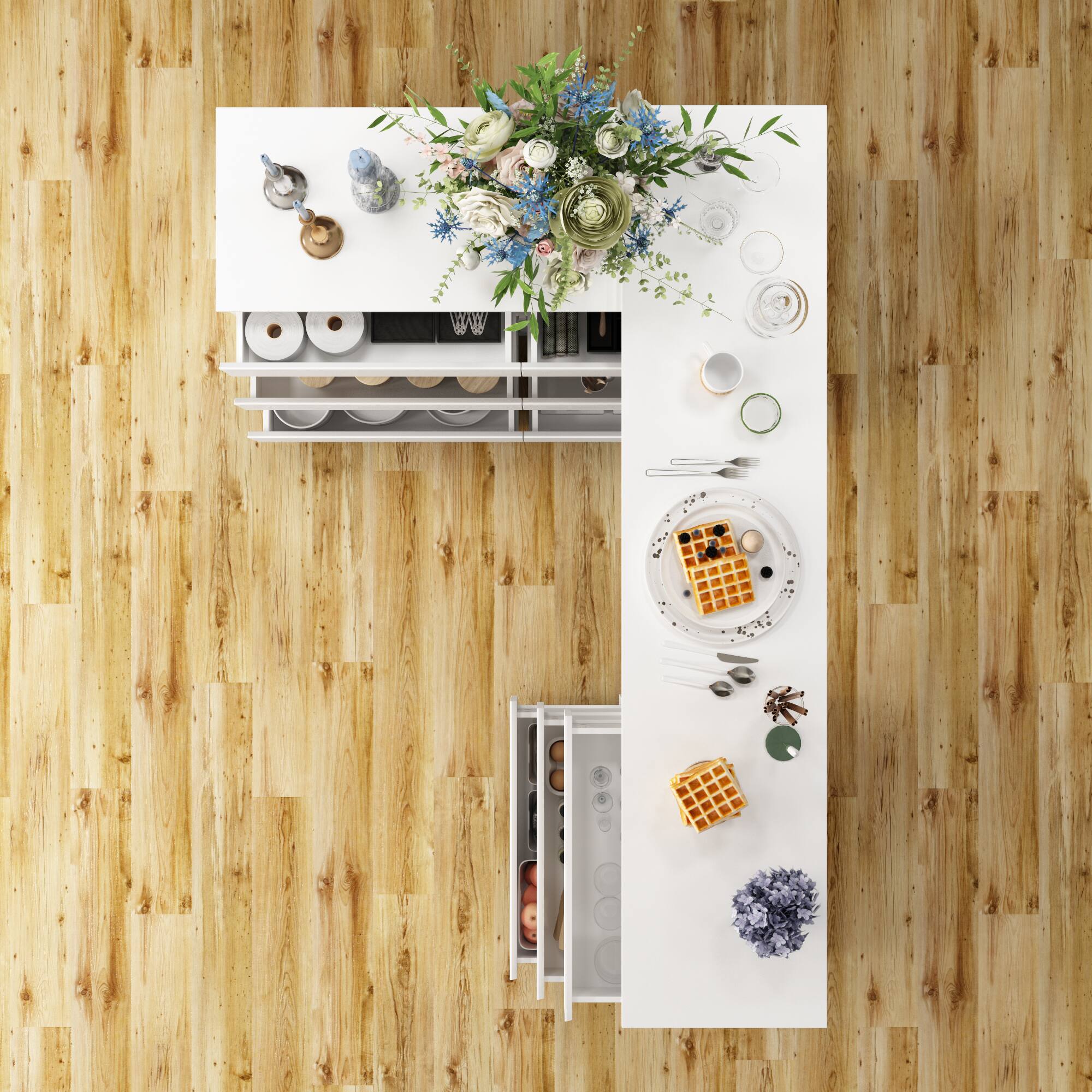 Alt View 10. FUFU&GAGA - FUFU&GAGA Modular Multi Drawer Horizontal Storage Unit Rotatable & Expandable Organizer for Living Room - White.