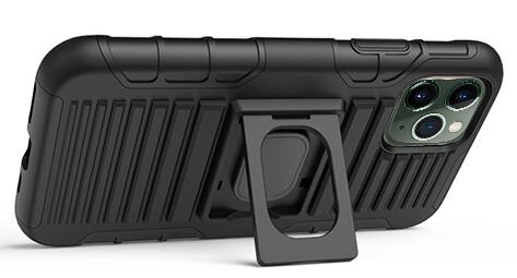 Alt View 4. Nakedcellphone - Combo for iPhone 11 Pro - Ring Grip/Stand Case and Belt Clip Holster - Black.