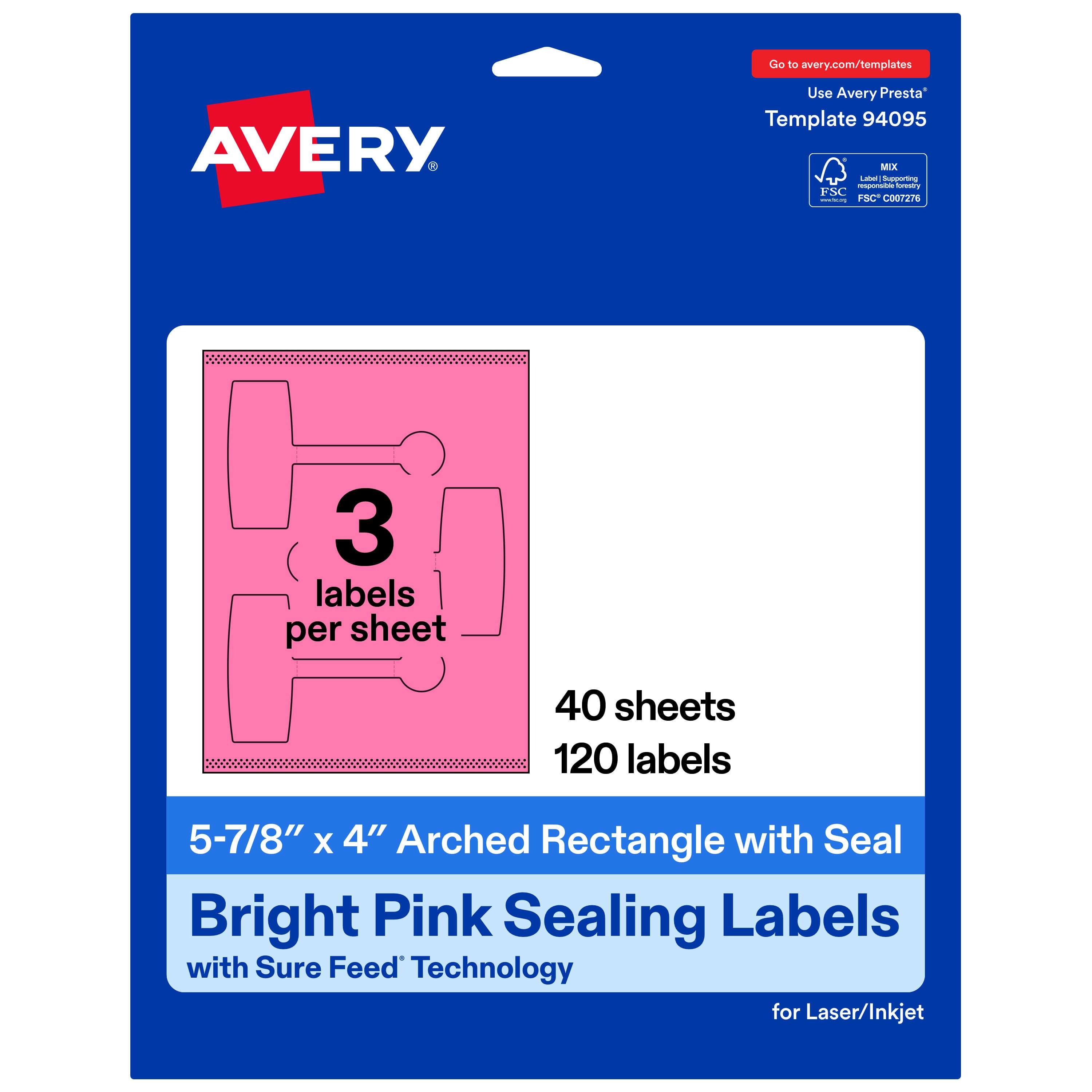 "Avery - Avery® Sealing Labels, 5-7/8"" x 4"", Bright 120 Total - Pink" price history on PriceWatchPro