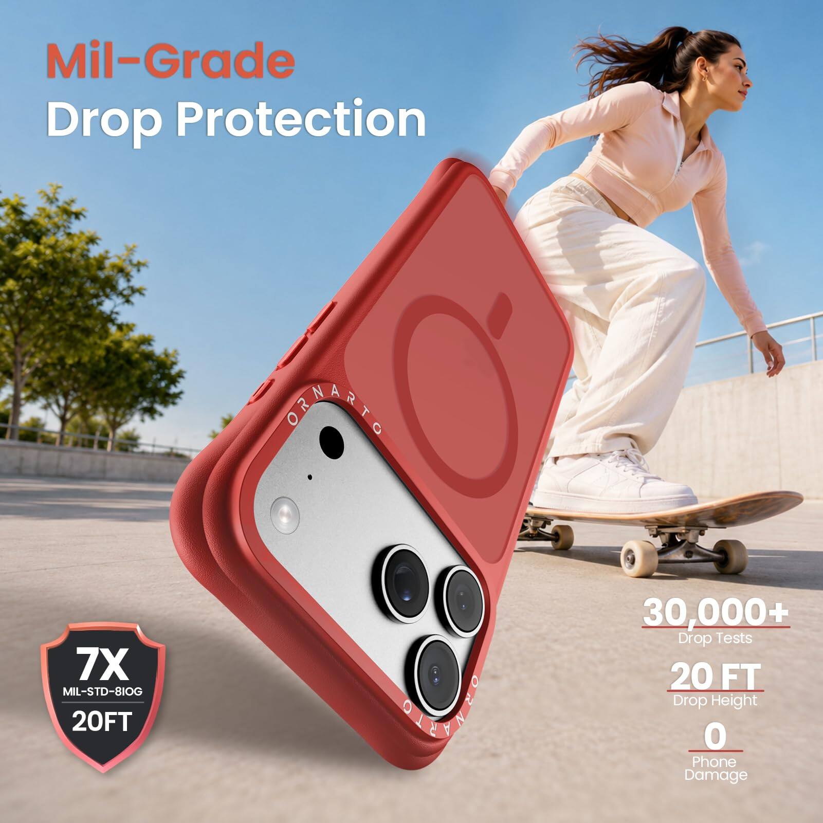 Mil-Grade Drop Protection

7X MIL-STD-810G 20FT

30,000+ Drop Tests 20 FT Drop Height 0 Phone Damage