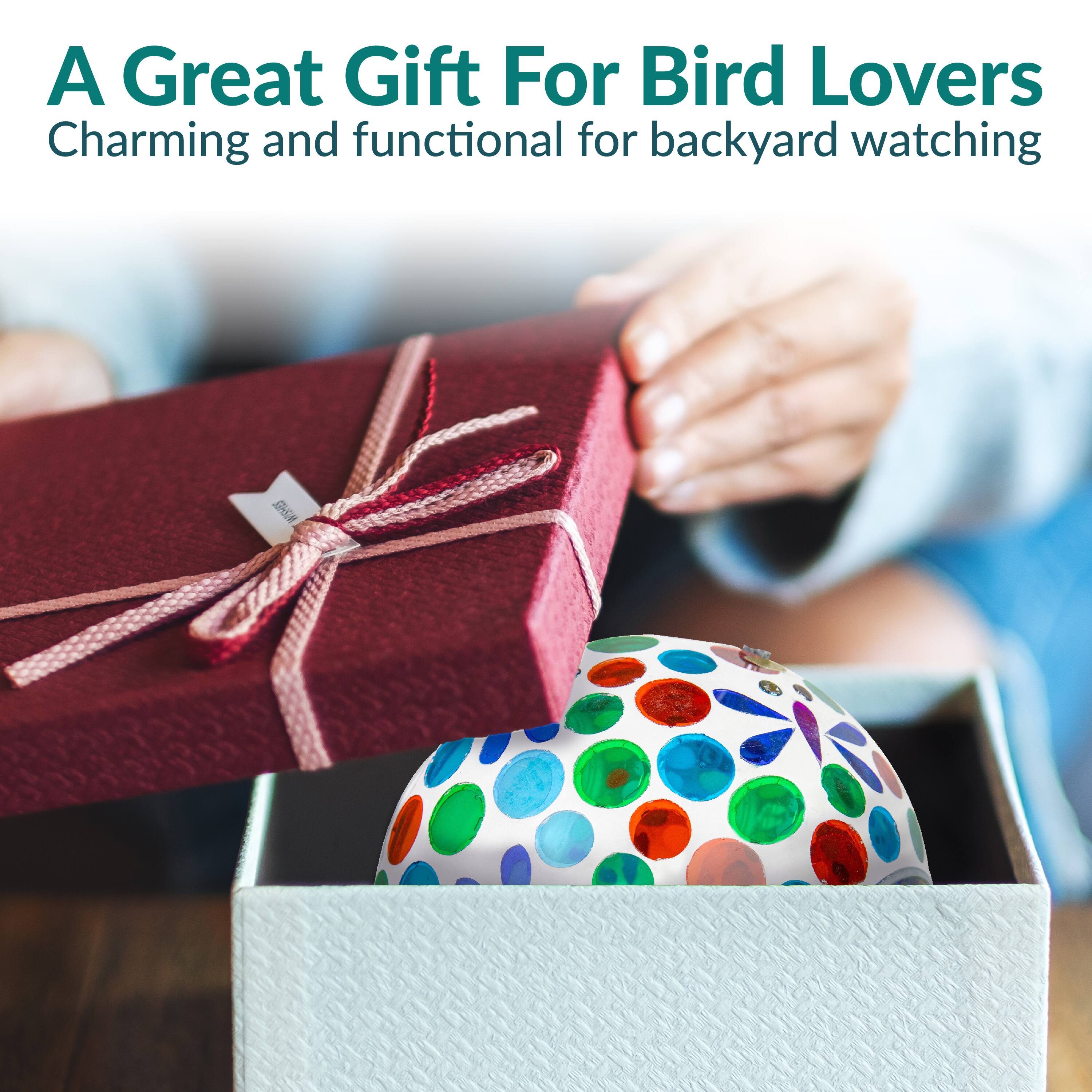 A Great Gift For Bird Lovers  
Charming and functional for backyard watching