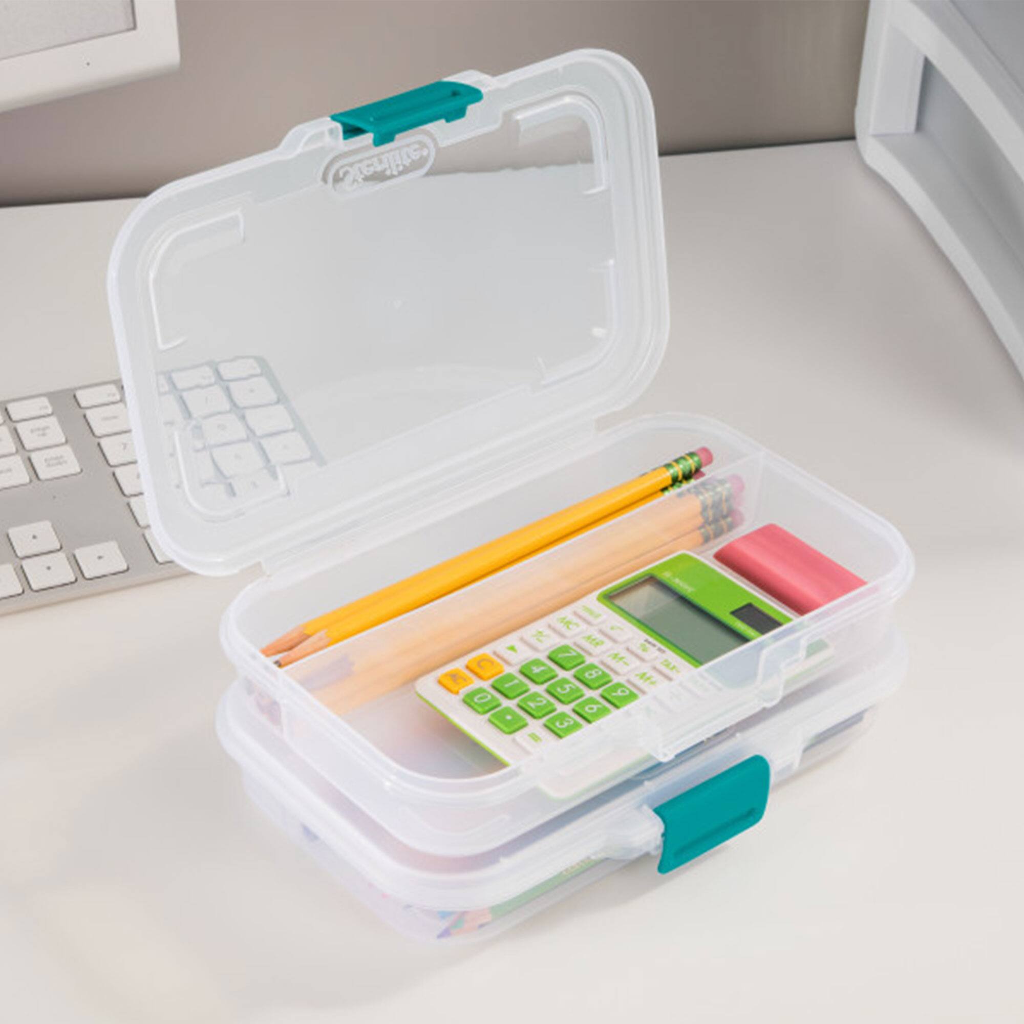 Alt View 8. Sterilite - Sterilite Convenient Small Divided Clear Storage Pencil Box & Latch Lid, 12 Pack - Clear.
