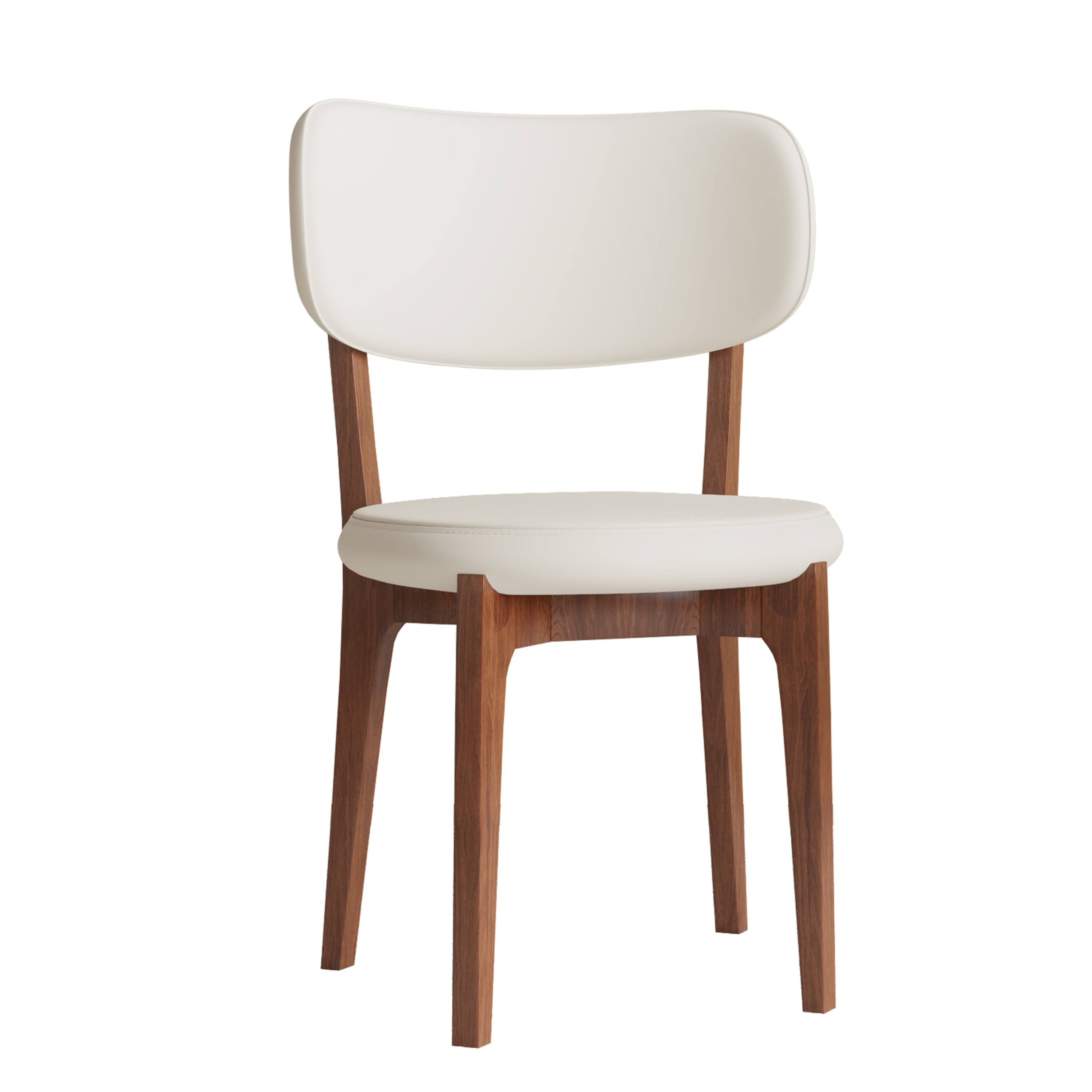 Left. TinyHomie - Set of 2 Modern PU Leather Dining Chairs White Kitchen Chairs with Solid Wood Legs Comfortable Family chairs - Orange.