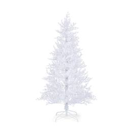 WELLFOR - 6ft Pre‑lit Snow‑Flocked Artificial Christmas Tree with 383 Soft PE Branch Tips &300 LED Lights,Holiday Decoration - White