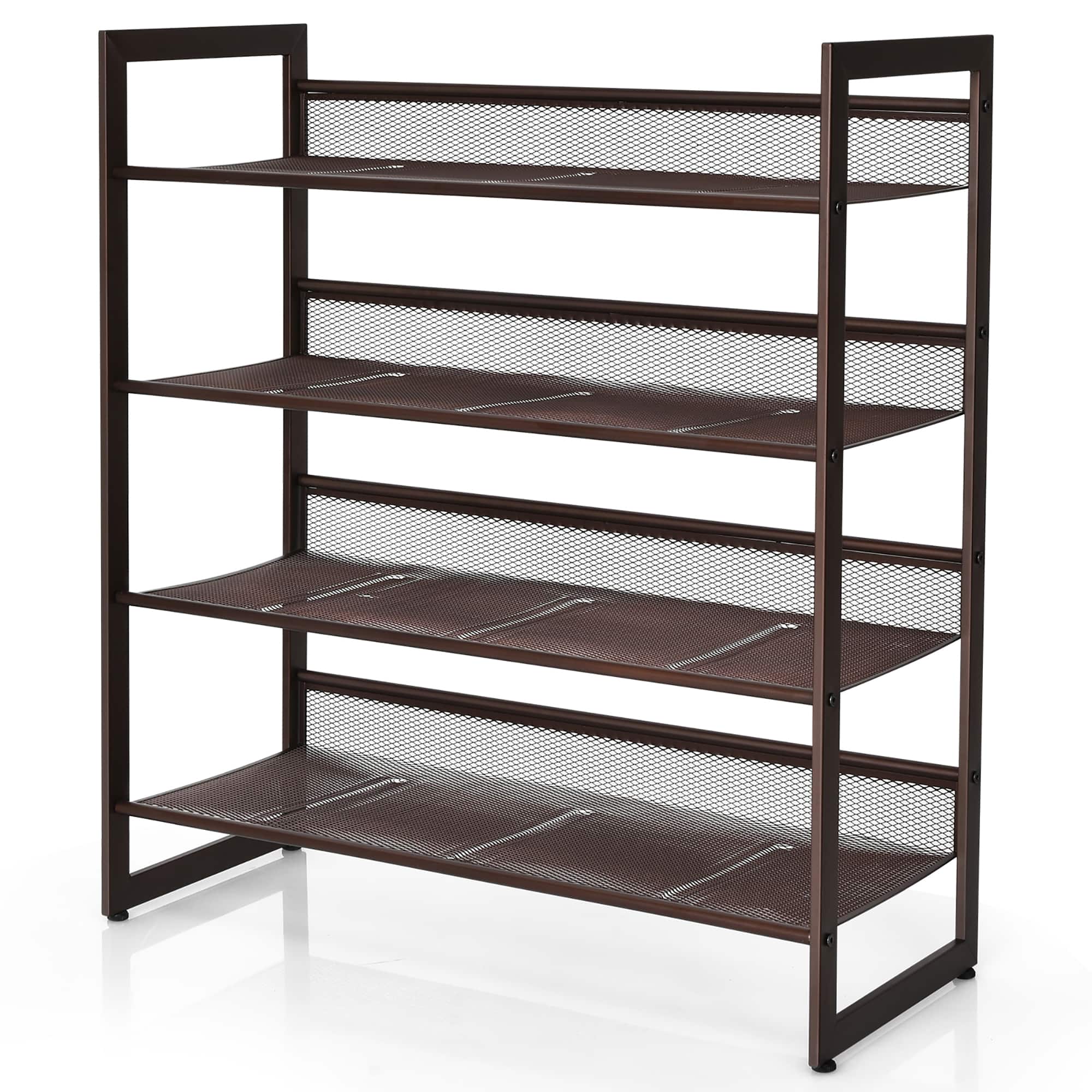 Alt View 19. Costway - 4-Tier Shoe Rack Adjustable to Flat Slant Shoe Organizer Holder Stand - Brown.