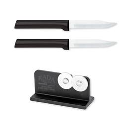 Rada - Cutlery 3.25-Inch Regular Paring Knife Set of 2, Handles & Quick Edge Knife Sharpener - Black