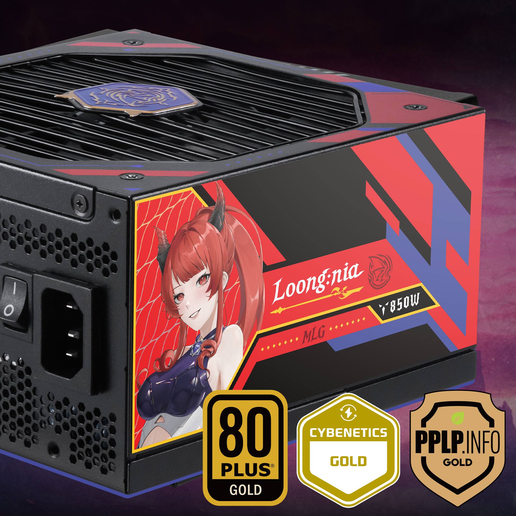 Loongnia  
850W  
MLG  
80 PLUS GOLD  
CYBENETICS GOLD  
PPLP.INFO GOLD