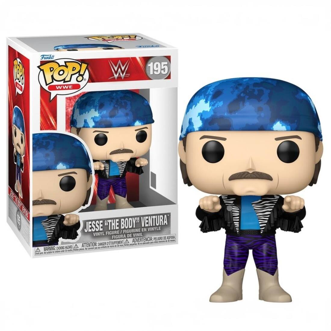 Funko POP! WWE 195 Jesse "The Body" Ventura Figurine en Vinyle Figure Vinyl de Vinil Figura Peligro de Asfixia D'Étouffement Avertissement: - 3 On Danger - Naurd A Attention A - wt a - a 1 - nr A Warning: Choking Hazard