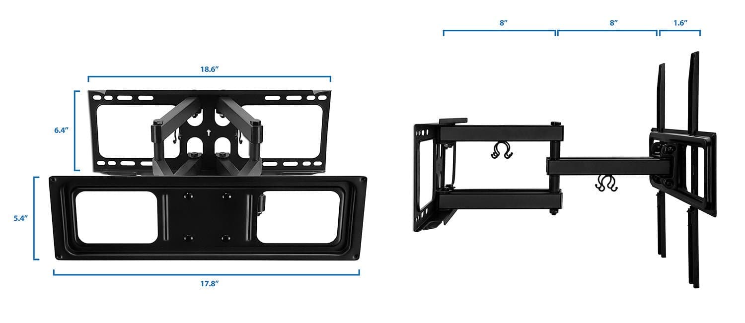 Mount-It! Full Motion Dual Arm TV Wall Mount for 32" to 55" TVs | holds up to 88 lbs | MI-3990 - Thumbnail 3