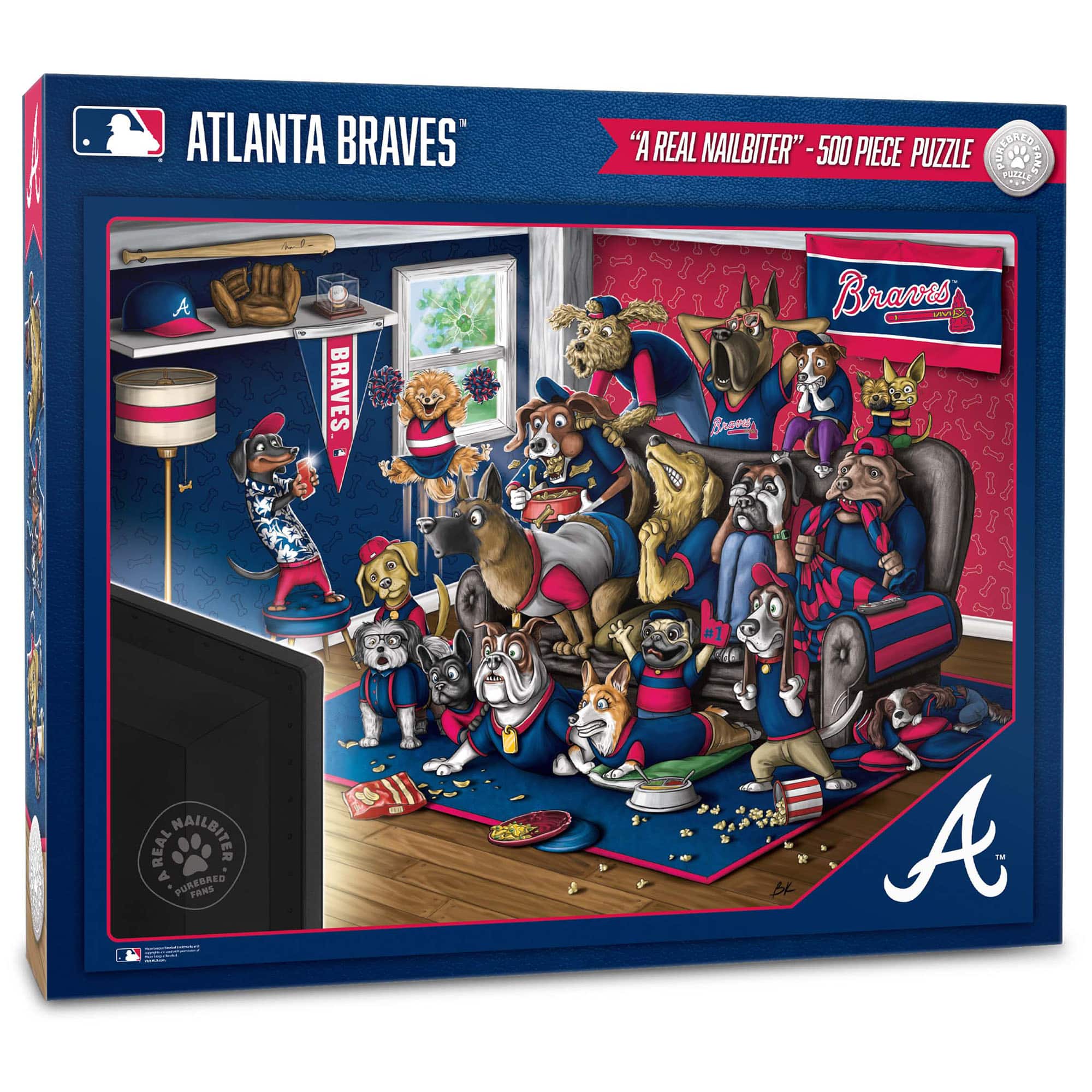 YouTheFan - Atlanta Braves Purebred Fans 18'' x 24'' A Real Nailbiter 500-Piece Puzzle - Multicolor