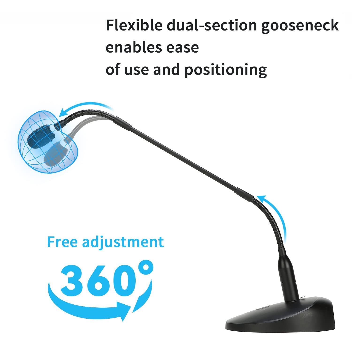 Flexible dual-section gooseneck enables ease of use and positioning  
Free adjustment 360°