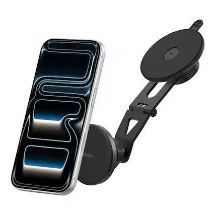 Front. Belkin - BoostCharge Magnetic Wireless Qi2 Charging EV Mount, 27W - Black.