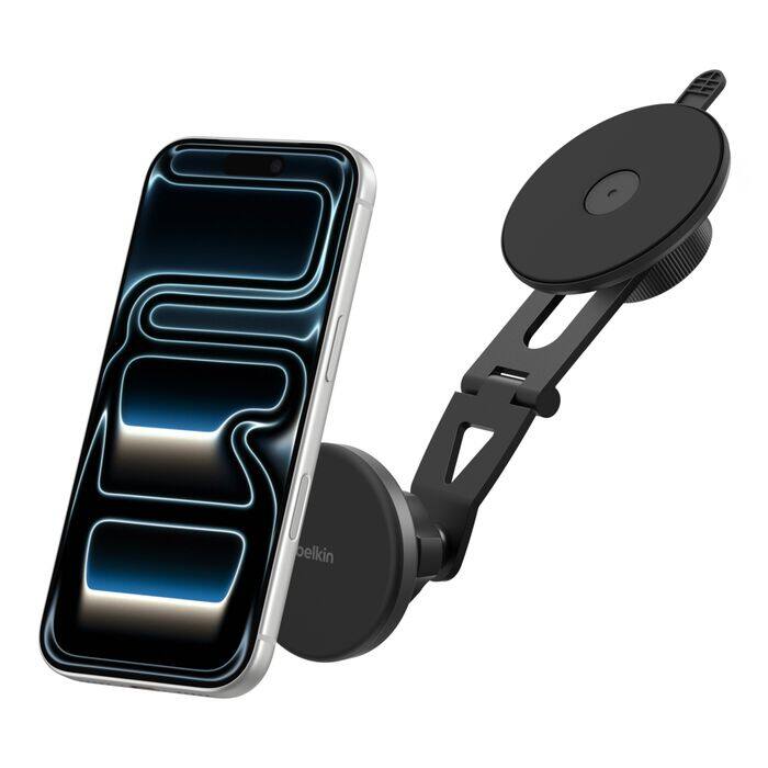 Front. Belkin - BoostCharge Magnetic Wireless Qi2 Charging EV Mount, 27W - Black.