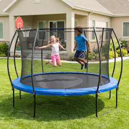 LOVMOR - 14 FT Trampoline with Basketball Hoop and Ladder Recreational Trampoline for Adults