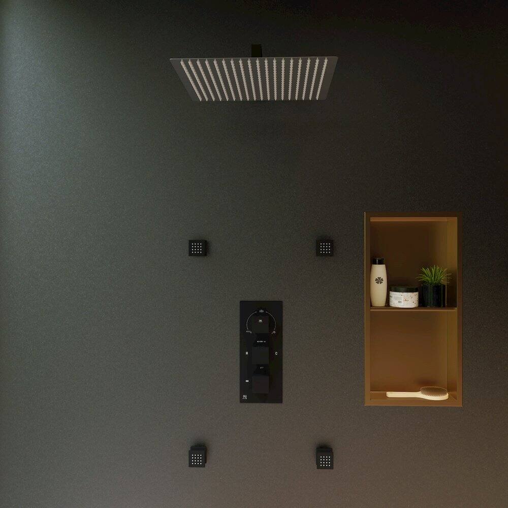 Angle. Alfi - Solid Polished Stainless Steel 16" Square Ultra Thin Rain Shower Head - Stainless Steel.