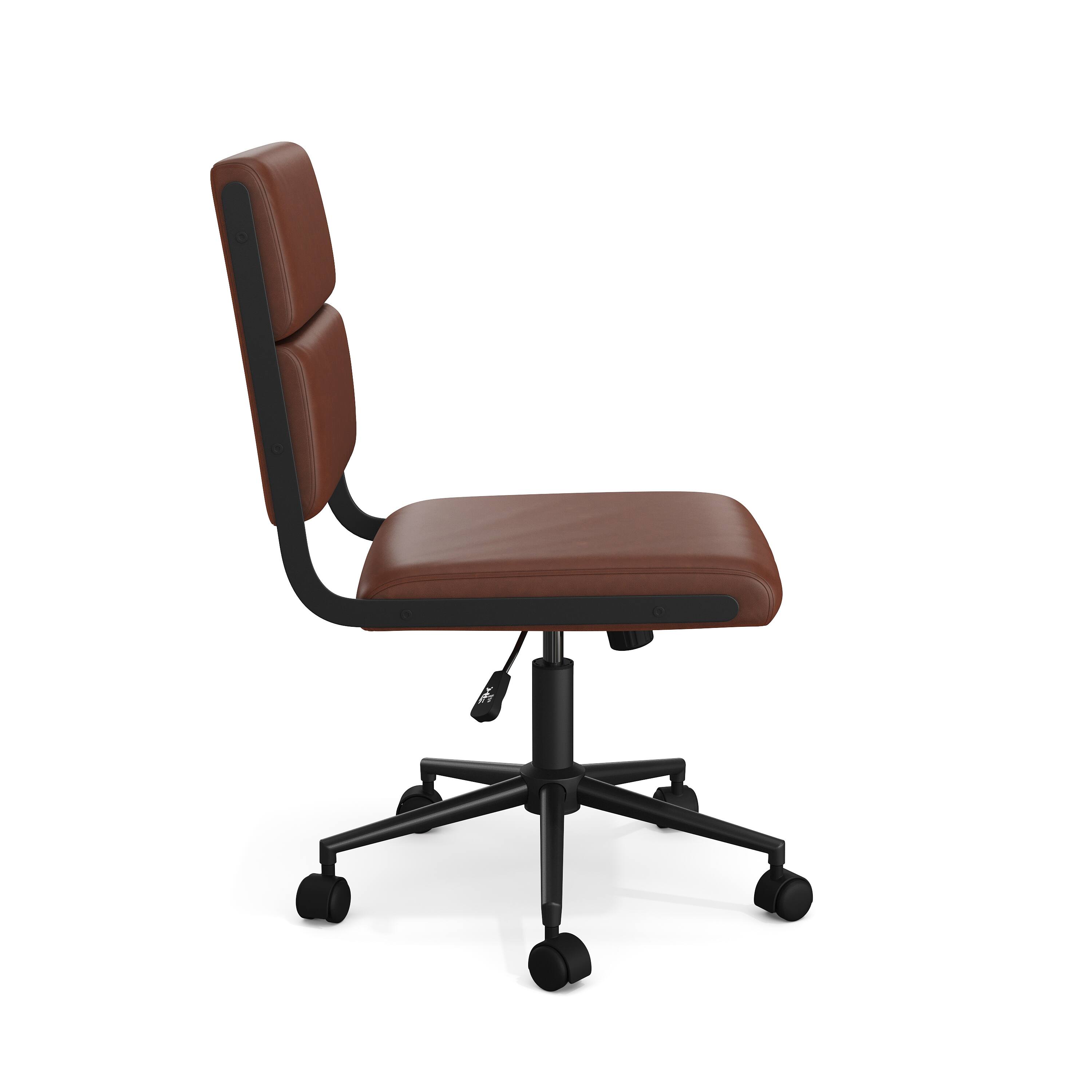 Alt View 9. Martha Stewart - Lulu Upholstered Height-Adjust Swivel Home Office Chair - Saddle Brown Faux Leather/Oil Rubbed Bronze Frame.
