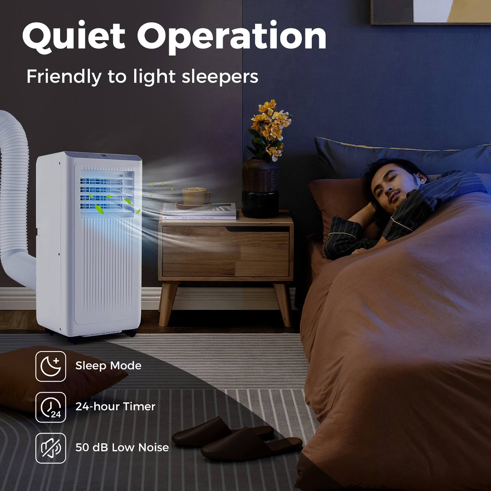 Quiet Operation Friendly to light sleepers
Sleep Mode
24-hour Timer
50 dB Low Noise