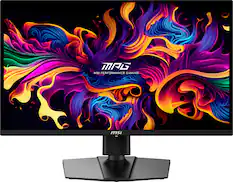 Front. MSI - MPG271QRXQDOLED 27" Quantum Dot OLED QHD 360Hz 0.03ms FreeSyncPremium Monitor with HDR400 (DisplayPort, HDMI, USB) - Black.