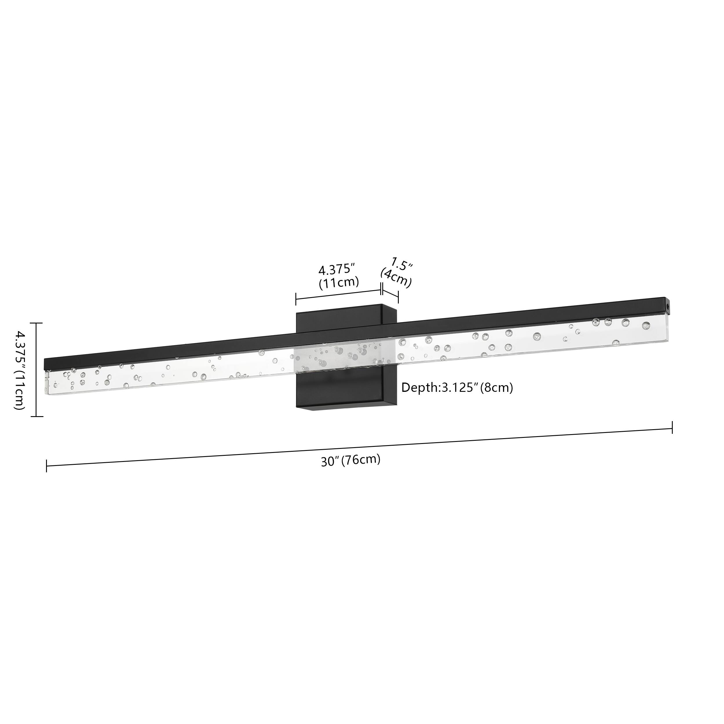 4.375" (11cm)  
1.5" (4cm)  
Depth: 3.125" (8cm)  
30" (76cm)