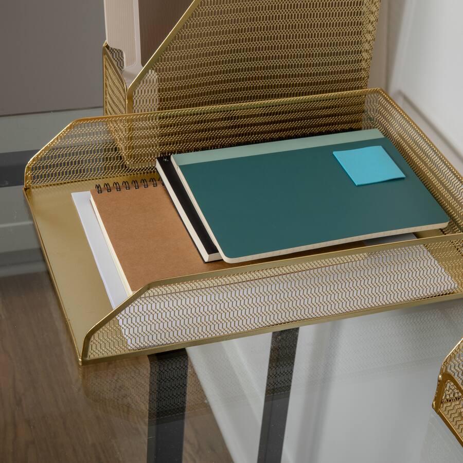 Cohesive Paper Example Martha Stewart Ryder Mesh Metal Desktop Tray Organizer Set Gold HH ...