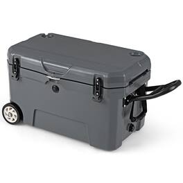 Gymax - 52 Quart Portable Hard Cooler w/6-Day Ice Retention Pull Handle & Wheels Ruler Grey - Gray