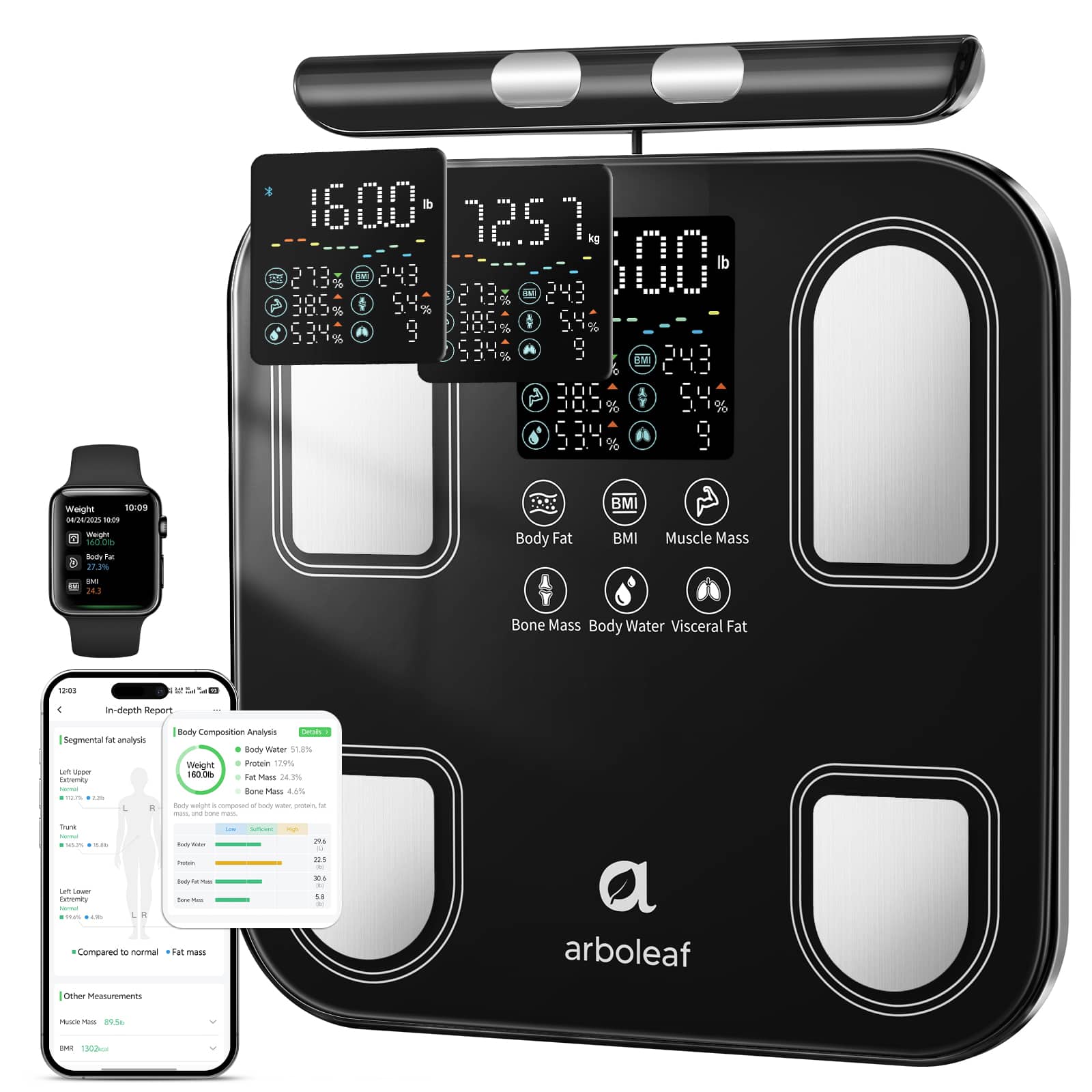 Arboleaf Smart Body Scale, 8 Electrode Dual Frequency BIA