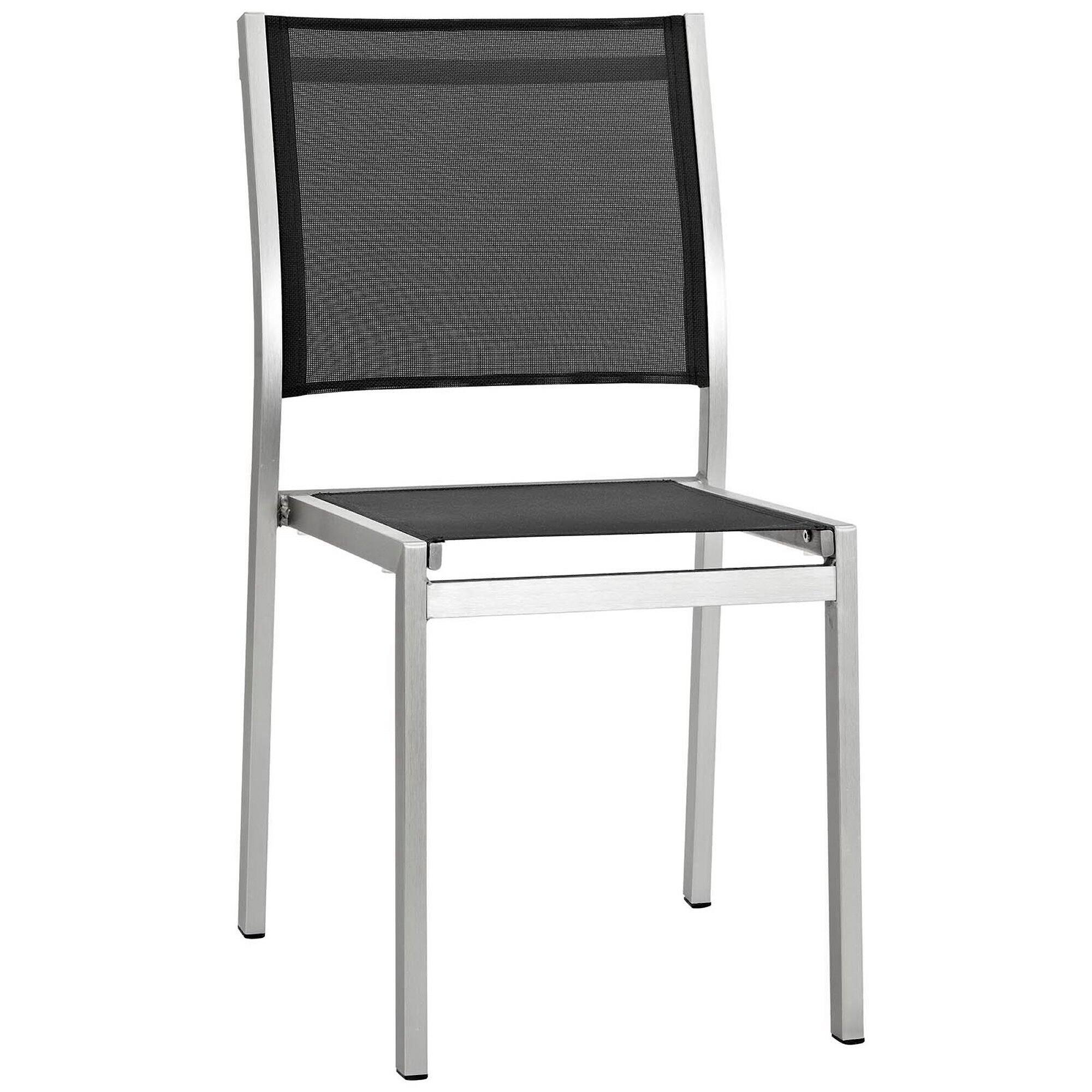 Modway Shore 9 Piece Outdoor Patio Aluminum Dining Set Silver Black ...