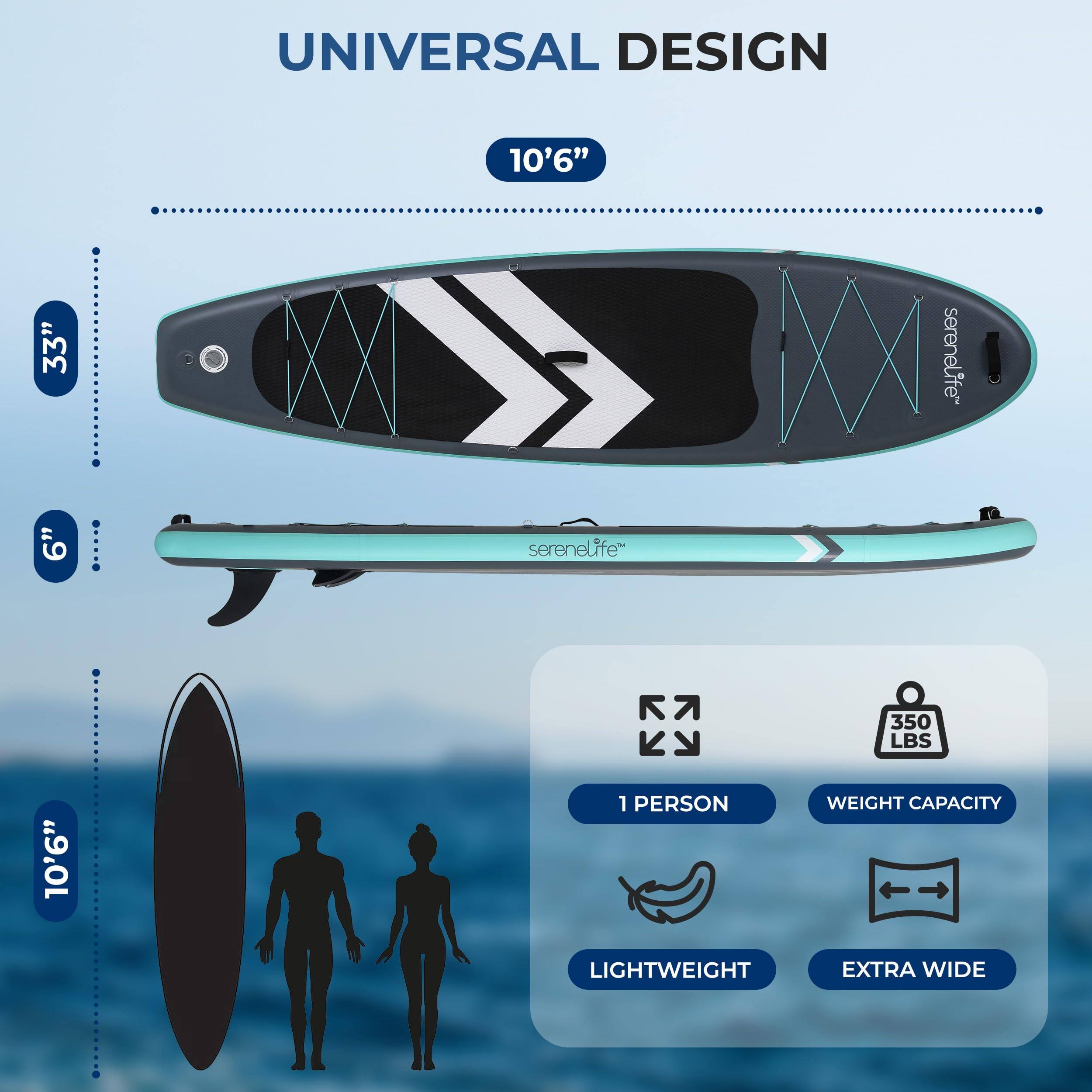 UNIVERSAL DESIGN  
33"  
10'6"  
6"  
10'6"  
serenelife  
350 LBS  
1 PERSON WEIGHT CAPACITY  
LIGHTWEIGHT  
EXTRA WIDE