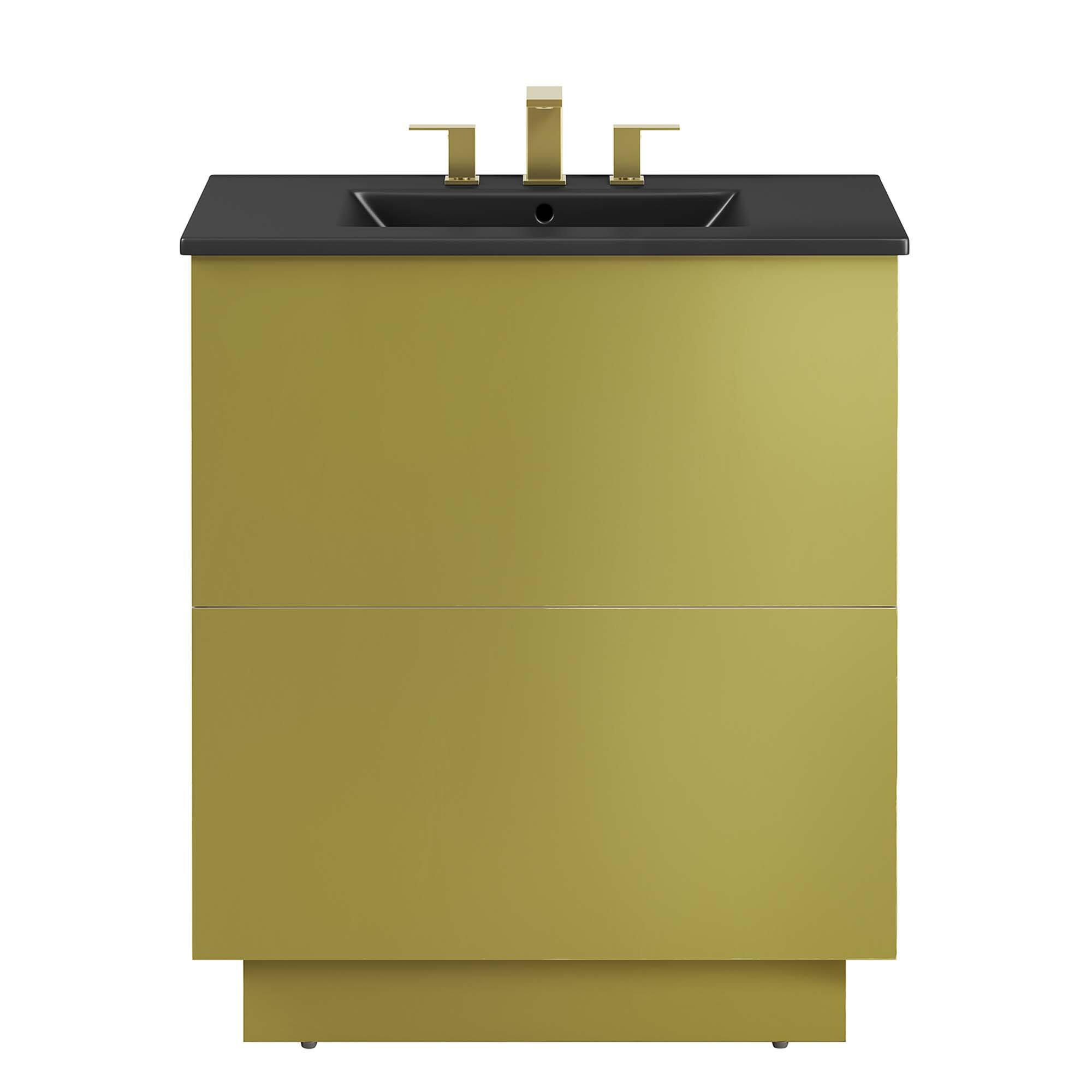 Alt View 4. Modway - Quantum Bathroom Vanity Basin Included by Modway - Black Gold.