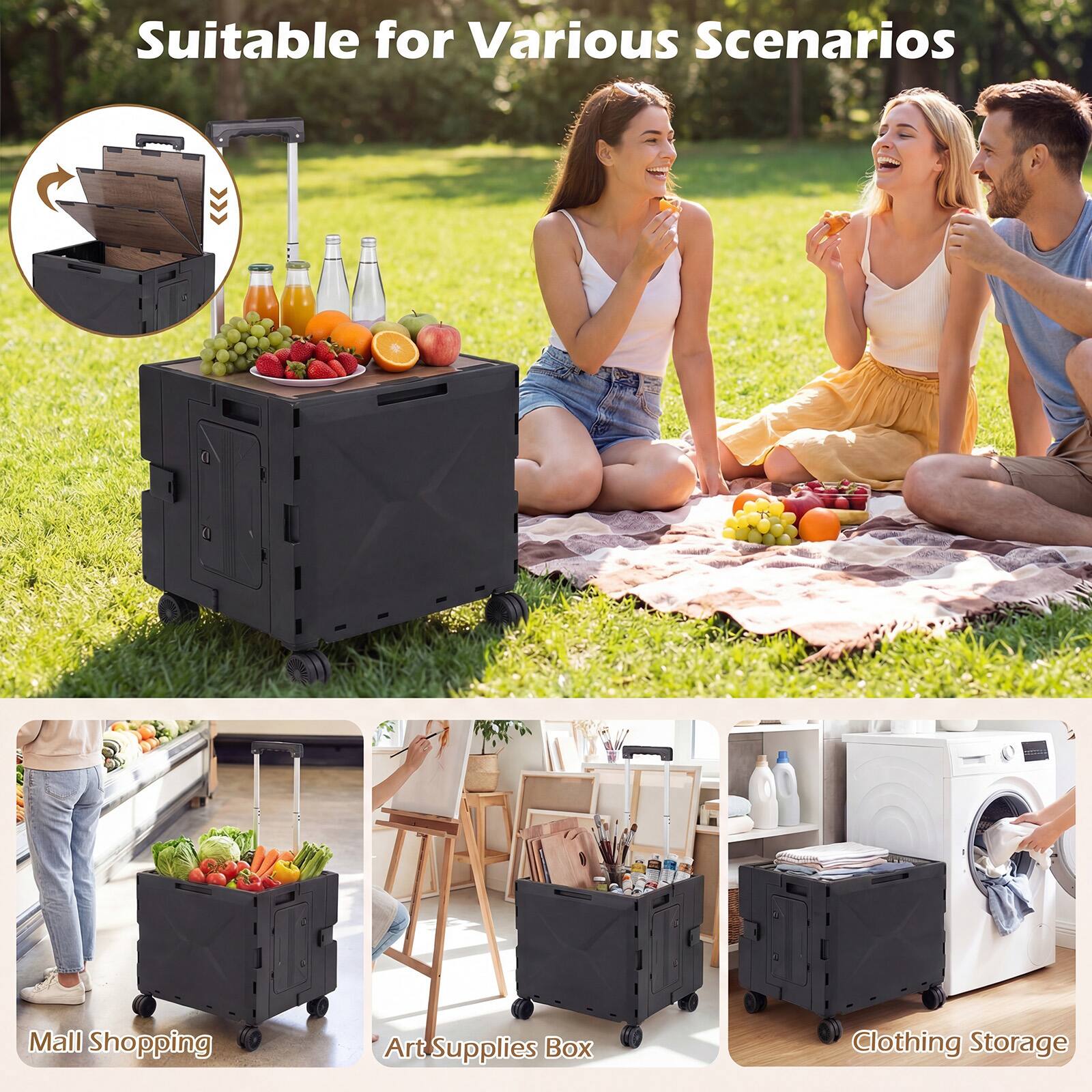 Suitable for Various Scenarios

- Mall Shopping
- Art Supplies Box
- Clothing Storage