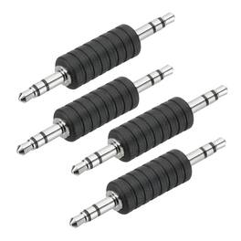 Unique Bargains - 4pcs 3.5mm (1/8") Male to Male Stereo Audio Adapter Connector Jack - Black Silver