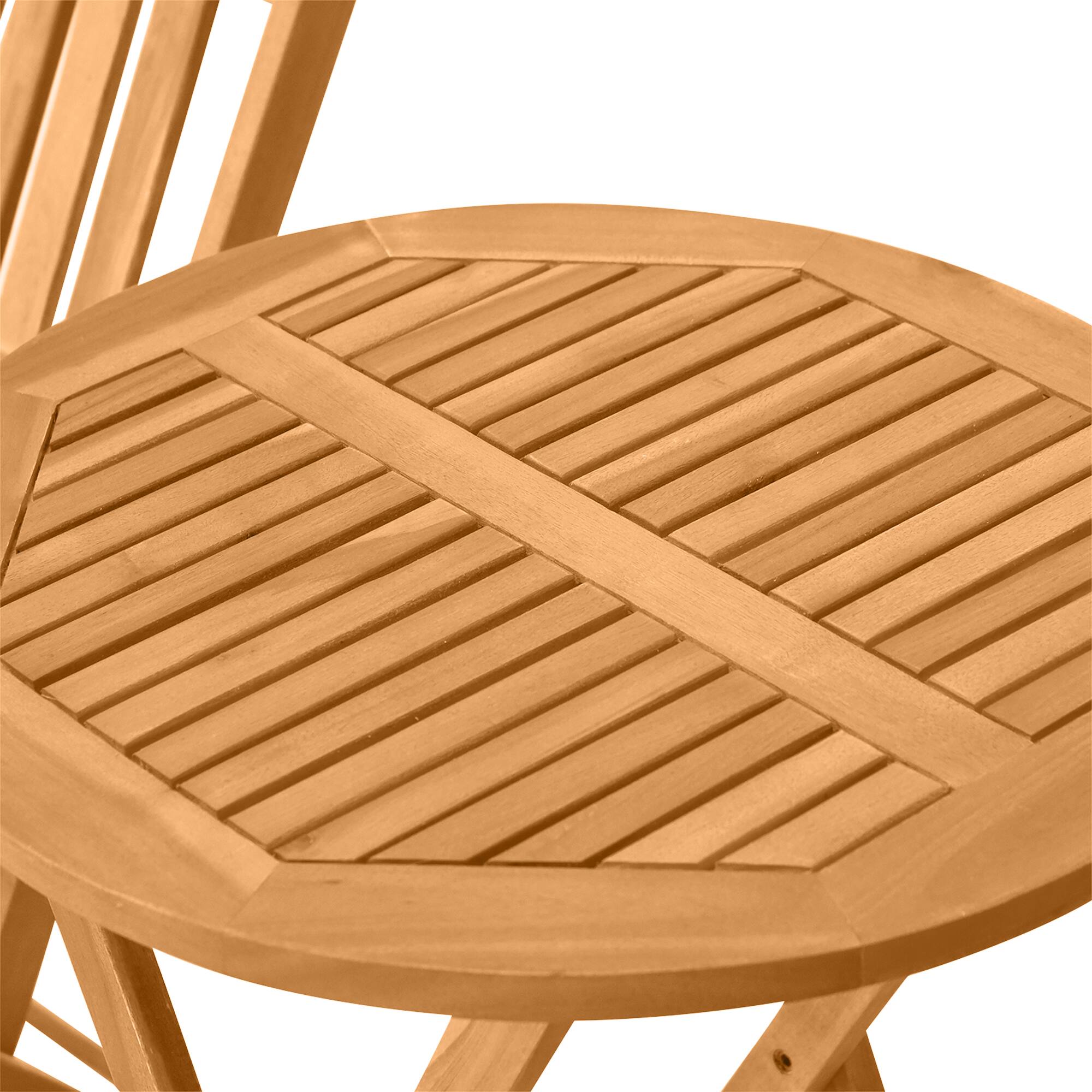 Alt View 8. Outsunny - 3-Piece Acacia Wood Bistro Set, Folding Patio Furniture with 2 Folding Chairs and Round Coffee Table - Teak.