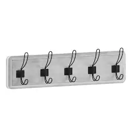 Emma + Oliver - Wade Rustic Wall Hanging Storage Rack with 5 Hooks for Entryway, Kitchen, Bathroom and More - White Wash