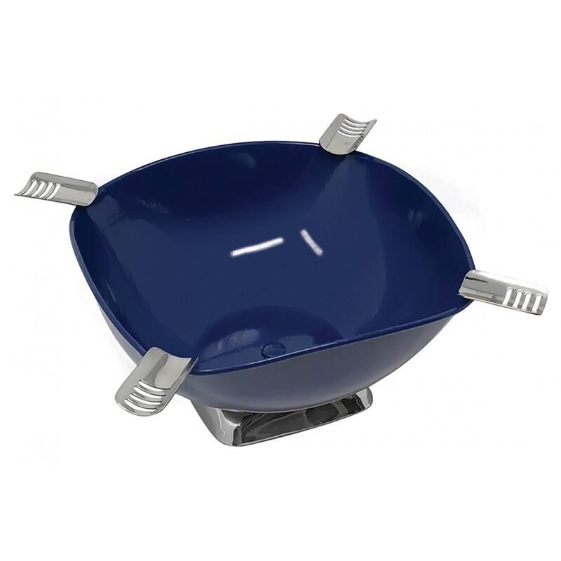 Back. Prestige - Smokin Ash' Quadrangle Cigar Ashtray (Blue) - Gloss Metallic Blue Finish.