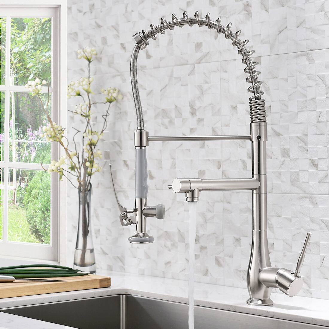 Alt View 3. Boyel Living - Silver Single Handle Pull Down Sprayer Kitchen Faucet - Silver.