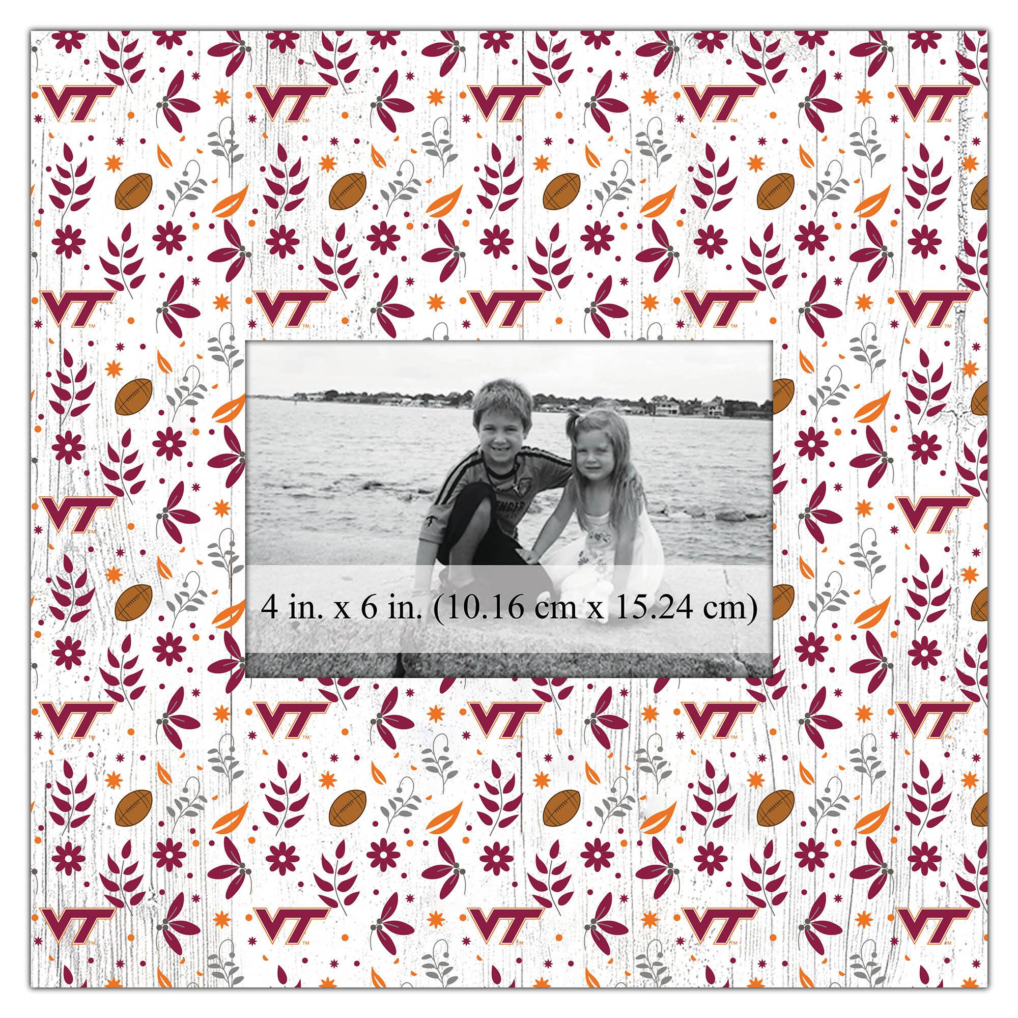 Virginia Tech Hokies 10'' x 10'' Floral Pattern Frame