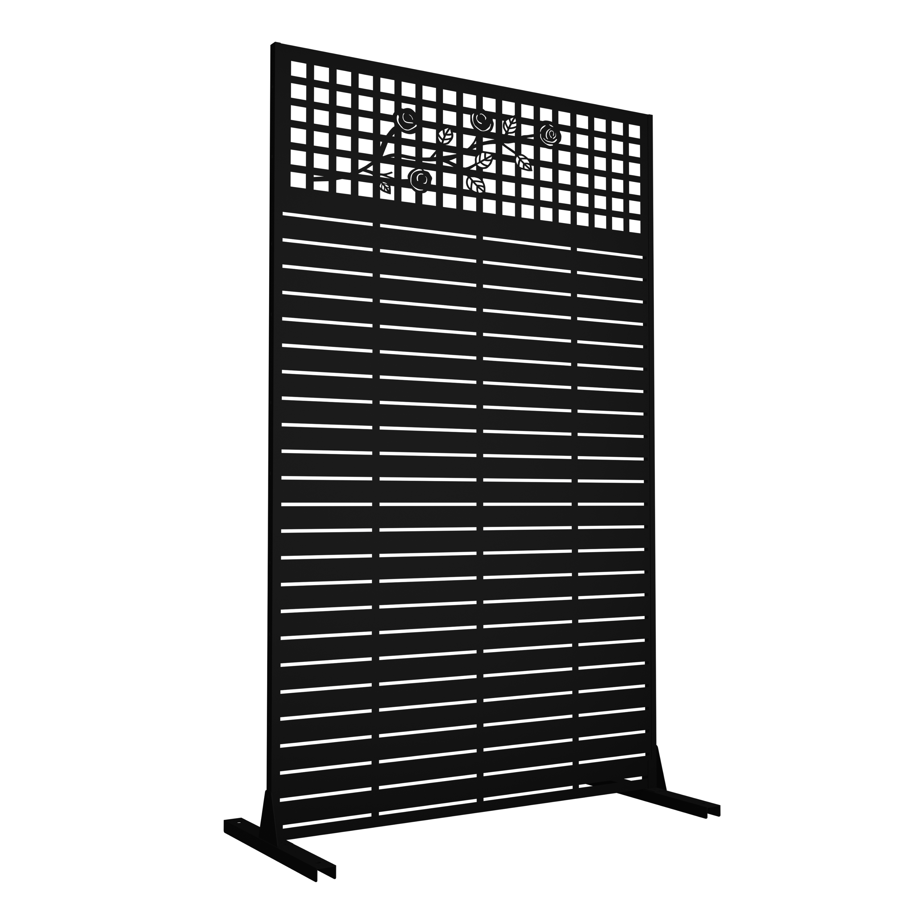 Alt View 4. Loheer - Metal Privacy Screen 6 ft x 3.61 ft Freestanding Divider for Patio Balcony Garden Indoor - Black.
